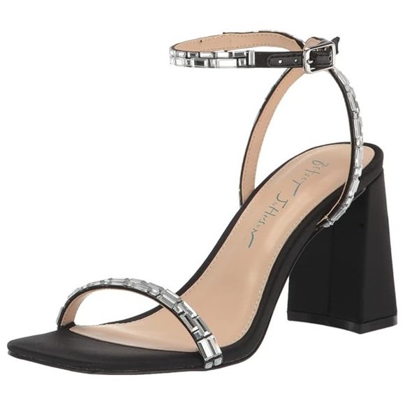 NiB SEXY SPARKLING Betsey Johnson Women's Scott Heeled Sandal Black 9 - Picture 1 of 14